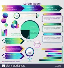 Set Of Infographic Elements In Violet Pink Yellow And More