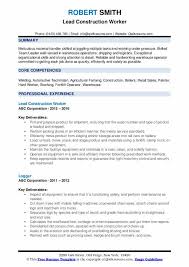 Construction Worker Resume Samples Qwikresume