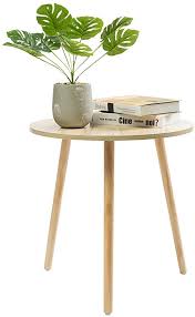 Amazon Com Marble Field Wooden End Table Round Coffee Tea Side Table Sofa Table For Small Space Snack Tabl Wood End Tables Living Room Coffee Table Side Table