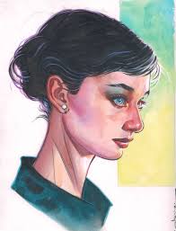 Audrey Hepburn by Brian Stelfreeze, in Grant Wong's Convention Sketches  Comic Art Gallery Room