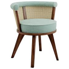 Luxury New Orleans Rattan Walnut Linen Upholstered Dining Living Room Chair Furniture Design Chair Dining Chairs Furniture