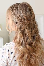 Half Up Double Wrapped Braids Missy Sue Bridesmaid Hair Half Up Braid Bridesmaid Hair Long Bridesmaid Hair Half Up