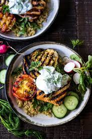 Grilled Salmon Tzatziki Bowls Feasting At Home Recipe Grilled Salmon Recipes Recipes Healthy Veggies