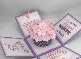 3d Purple And Pink Cupcake Birthday Card Explosion Box Card Etsy Cupcake Birthday Cards Exploding Box Card Explosion Box Card
