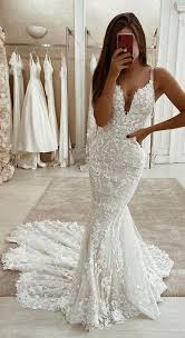Straps Mermaid Wedding Dresses Bridal Gowns With Lace Appliques Wedding Dress Trends Dream Wedding Dresses Ball Gown Wedding Dress