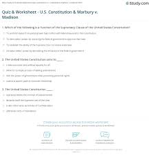 Quiz Worksheet U S Constitution Marbury V Madison Study Com