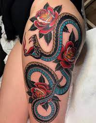 In The Studio Vol 6 With Grez Thigh Tattoos Women Tattoos Traditional Snake Tattoo