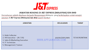 Permohonan dan semakan status ebantuan jabatan kebajikan malaysia jkm dibuka. Jawatan Kosong Di J T Express Malaysia Sdn Bhd Appjawatan Malaysia