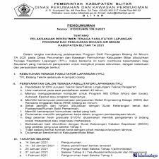 Pemerintah rencananya akan membuka kembali lowongan cpns tahun 2021 ini. Lowongan Kerja Dinas Perumahan Dan Kawasan Permukiman Kabupaten Blitar Januari 2021