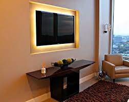 Led Tv Backlighting Back Lighting A Tv That Is Placed In A Wall Niche Gives It A Cool But Classy Dimensional Appeal Innenarchitektur Wohnen Wand