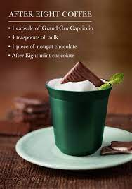 After Eight Coffee Recipe Coffee Recipes Nespresso Recipes Mint Chocolate