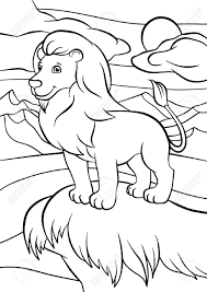 The model of the coloring pages is various, along with several difficulty levels. Malvorlagen Tiere Netter Lowe Steht Und Lachelt Lizenzfrei Nutzbare Vektorgrafiken Clip Arts Illustrationen Image 56471406