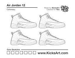 Check spelling or type a new query. Air Jordan 12 Sneaker Coloring Pages Created By Kicksart