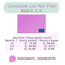 Nbr 10068 (abnt, 1987) as folhas de desenho acima do padrão a4 devem ser dobradas para facilitar seu arquivamento. Vcc Mayoristas Mat Corte Pink Medidas A1 A2 A3 Marca Facebook