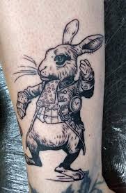 Alice In Wonderland Black And White Tattoos The White Rabbit Tattoo White Rabbit Tattoo Black Ink Tattoos Rabbit Tattoos