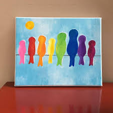 Acrylic Birds On A Wire Painting Rainbow Birds On A Wire Rainbow Animal Painting For Home Office And Childrens Room 8 X10 Acrylic Canvas Animal Paintings Whimsical Paintings Poppy Painting