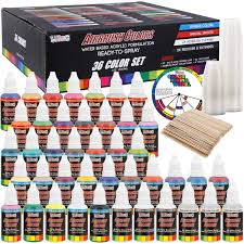 Us Art Supply 6 Color Starter Acrylic Airbrush Leather Shoe Paint Set Primary Opaque Colors Plus Reducer Cleaner 1 Oz Bottles