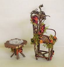 fairy garden miniature dollhouse twig rose moss furniture throne chair table miniature fairy gardens fairy furniture twig furniture