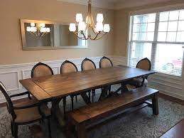 However, a dining set still holds a huge appeal to many who value family mealtimes, and to those who just love to entertain; Custom Made Dining Table And Bench 9 Feet Long By 3 5 Feet Wide Finished In Minwax Dark Walnut Dining Table Custom Furniture Furniture