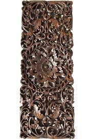 Floral Tropical Large Carved Wood Wall Panel Asian Wall Art Home Decor Extra Thick Available Options Sizes 36 48 And Colors Carved Wood Wall Art Wood Wall Plaques Asian Wall Decor