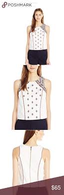 Nwt Cynthia Vincent Aztec Embroidered Top Please See