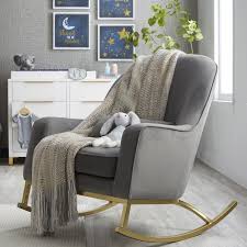 Modrn Glam Velvet Rocking Chair Off White With Satin Brass Walmart Com Rocking Chair Nursery White Rocking Chairs Modern Rocking Chair