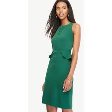 Ann Taylor Peplum Sheath Dress 139 Liked On Polyvore Featuring Dresses Green Eden Lined Dress Green Col Petite Cocktail Dresses Interview Dress Dresses