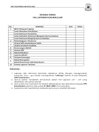 Fail panitia merupakan fail rasmi, oleh itu ia perlu mengikut sistem pengurusan fail yang betul berdasarkan pekeliling pengurusan fail dan surat rasmi. 1 Senarai Semak Fail Laporan Kokurikulum Docx