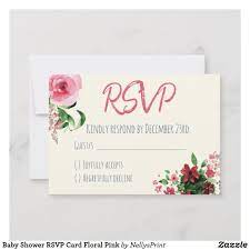 Baby Shower Rsvp Card Floral Pink Zazzle Com Rsvp Card Baby Shower Rsvp