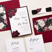 Burgundy Rose Wedding Invitations Modern Wedding Invitations Etsy Floral Wedding Invitations Wedding Invitations Vintage Wedding Invitations