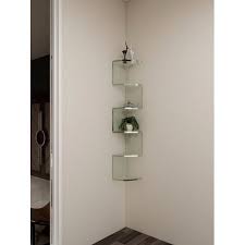 Bathroom glass shelves displayed below can be made to fit neatly into a corner to save space, and a few of the models also have small rails to help hold things in place or be perfectly flat. Transparent Glass Corner Shelf Rj Infra Interior Private Limited Id 21188932430