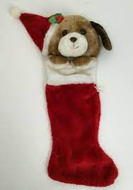 Plush Brown Puppy Dog Christmas Stocking 3d Vintage Large Santa Hat Jinsaetoy Dog Christmas Stocking Christmas Dog Christmas Puppy
