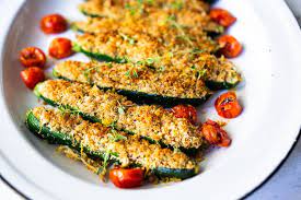 Baked Zucchini With Garlicky Parmesan Breadcrumbs Feasting At Home