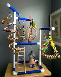 Blue Medium Tabletop Cagetop Pvc Bird Gym Play Stand With Ladder Perches Bird Blue Bird Toys Parrot Perch Diy Bird Toys