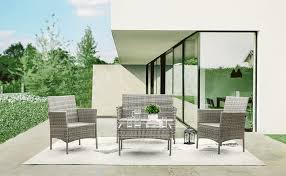 Fort lauderdale, florida furniture disposal. Amazon Com Furniwell Patio Outdoor Furniture Set 4 Pieces Porch Wicker Chairs Sets Rattan Balcony Sofa Conversation Set For Backyard Lawn Pool Grey And Beige Patio Lawn Garden