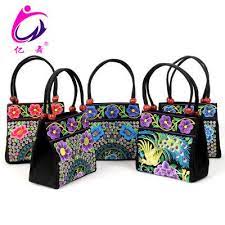 女士手提包 2019新款中老年民族风绣花包包刺绣帆布小包中年女士手提包 阿里巴巴