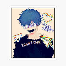 Image of how an anime series helped me recognize my depression. Help Me Glitch Sad Anime Boy Sticker By Simouser Redbubble