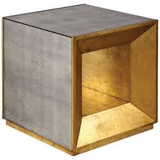 Flair 20 Wide Gold And Mirror Modern Cube End Table 35t73 Lamps Plus Cube Table Cube Side Table Gold Leaf Furniture