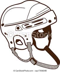 Begin by drawing two curved lines to outline the hockey player's chin and ear. Hockey Helmet Isolated On White Sketch Vector Illustration Canstock