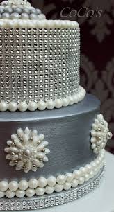 Silver And Pearl Wedding Cake Cake Wraps Cake Beautiful Cakes