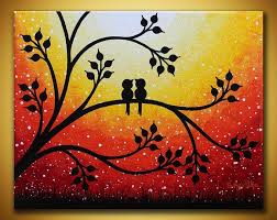Love Birds Painting Original Sunset Art 8x10 Canvas Purple Etsy Love Birds Painting Mini Canvas Art Purple Canvas Art