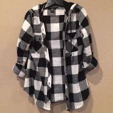 Black And White Buffalo Plaid Shirt Womens Black And White Buffalo Hooded Top Tops Hooded Tops Buffalo Plaid Top