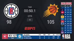 Phoenix win game 5 against lakers, celtics lose against nets nba scores and results from tuesday, june 1: Clippers Suns Nba On Espn Live Scoreboard Youtube