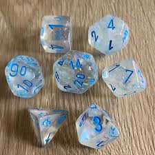 Great accompanying product to go with our 3d printed condition rings. Chessex Borealis Icicle Light Blue Luminary Polyset Dungeons Dice