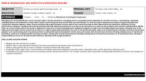 Warehouse And Dispatch Supervisor Job Cover Letter Resume