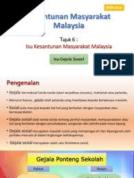 Masalah sosial merupakan sebuah perbedaan terhadap harapan dan kenyataan atau juga sebagai suatu kesenjangan diantara situasi yang ada dengan situasi yang seharusnya. Isu Gejala Sosial