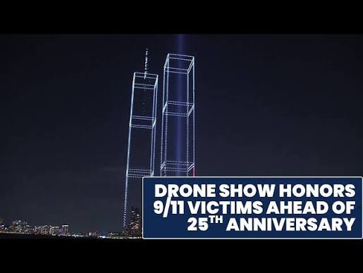 Drone show recreates Twin Towers to honor 9/11 victims - YouTube