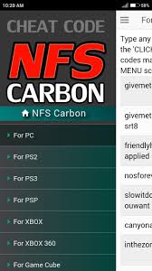 This tool allows you to unlock some bonus cars and make the available in career mode. Cheat Code For Need For Speed Carbon Games Nfs For Android Apk Download