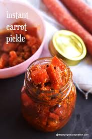 Instant Carrot Pickle Recipe Gajar Ka Achar Recipe Priya S Curry Nation