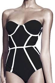Black And White One Piece Bathing Suit Strapless White Stripe One Piece Swimwear Black Swimwear Swimwear Fashion Black Swimwear Swimsuits Beachwear